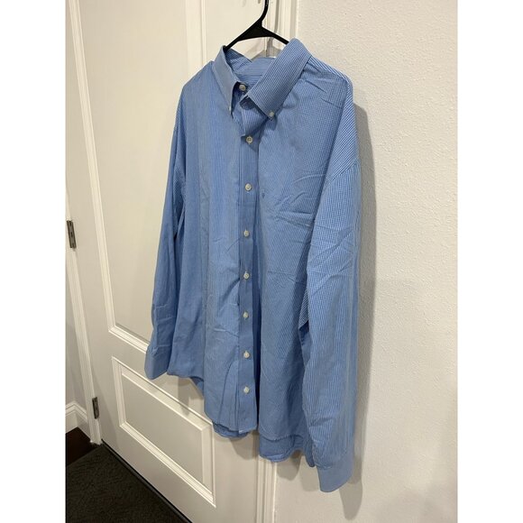 Izod Blue Gingham Long Sleeve Button Front Shirt Sz 2XL Career Business Casual - Picture 3 of 9